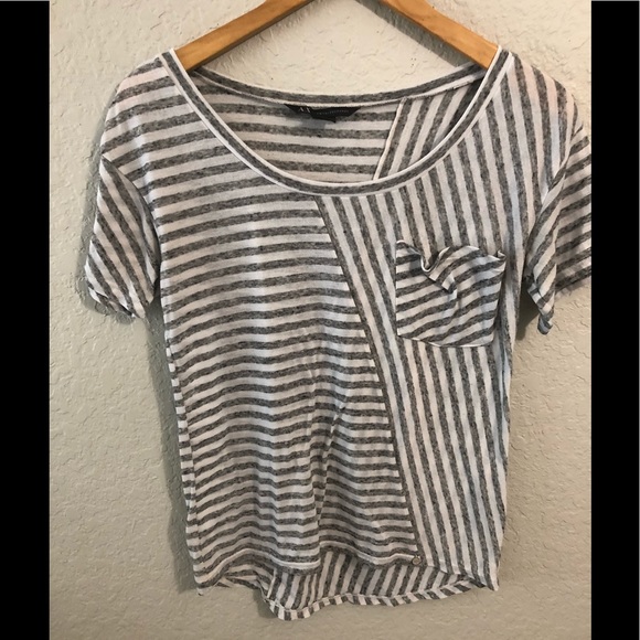 AX Armani Exchange Striped Tee XS Gray - Picture 2 of 6